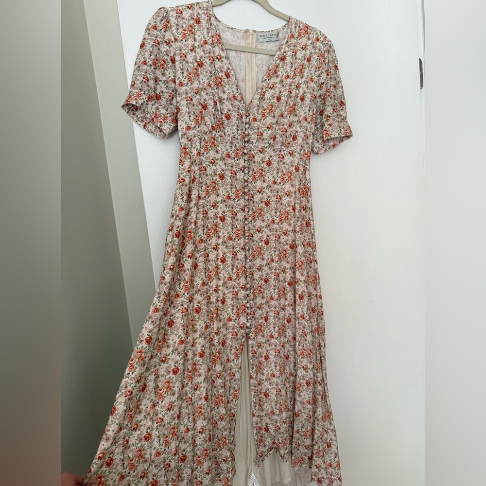 Floral V-Neck Button Down Dress
